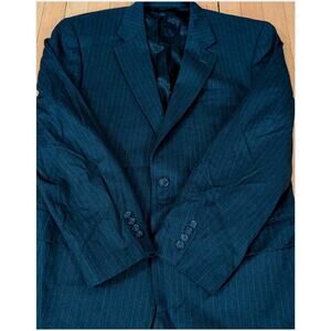 Jos A Bank Wool Cashmere Blazer Mens 43L Navy Pinstripe Sport Coat Jacket NWOT